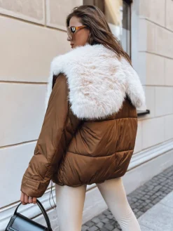 Kurtki Damskie>Dstreet Kurtka zimowa damska oversize BRILLIANCE kamelowa TY3910