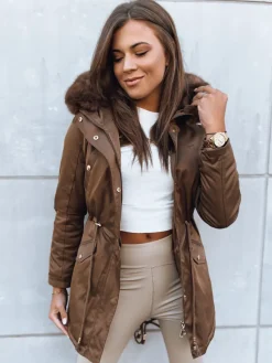 Kurtki Damskie>Dstreet Kurtka zimowa damska parka GODDESS kawowa TY3869