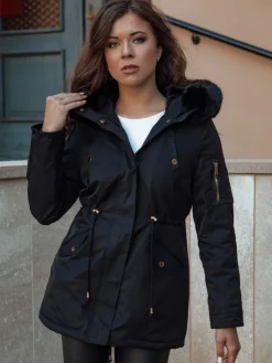 Kurtki Damskie>Dstreet Kurtka zimowa damska parka z futerkiem ERISS czarna TY4551