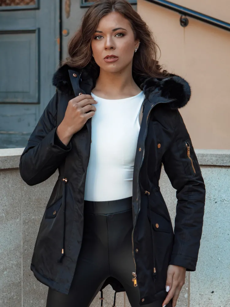 Kurtki Damskie>Dstreet Kurtka zimowa damska parka z futerkiem ERISS czarna TY4551