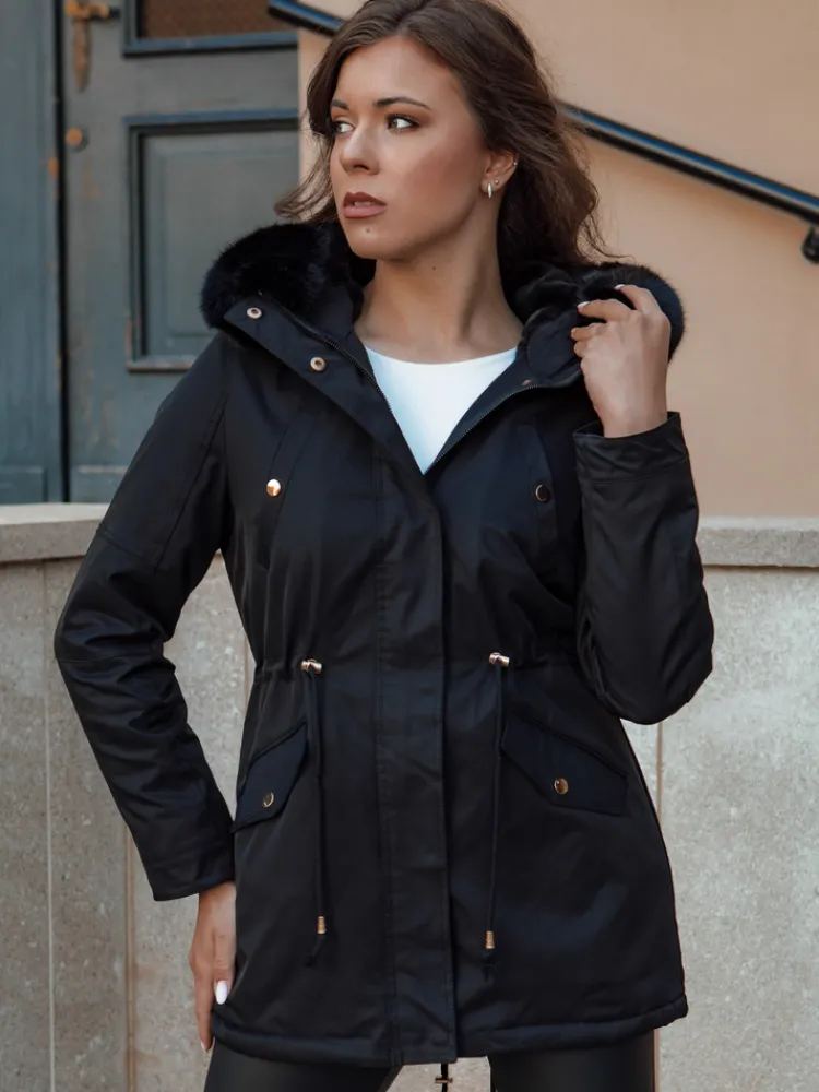 Kurtki Damskie>Dstreet Kurtka zimowa damska parka z futerkiem ERISS czarna TY4551