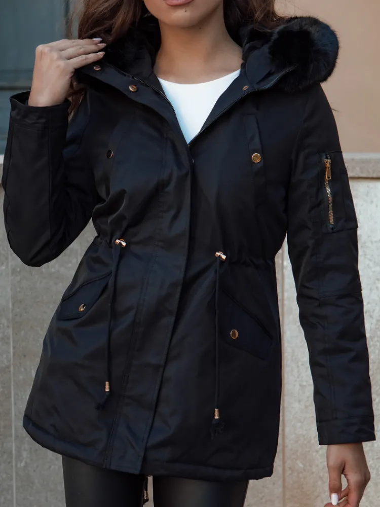 Kurtki Damskie>Dstreet Kurtka zimowa damska parka z futerkiem ERISS czarna TY4551