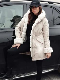 Kurtki Damskie>Dstreet Kurtka zimowa damska parka ARCTIC beżowa TY4767