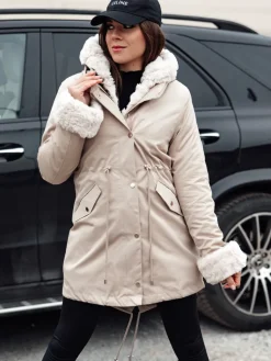 Kurtki Damskie>Dstreet Kurtka zimowa damska parka ARCTIC beżowa TY4767