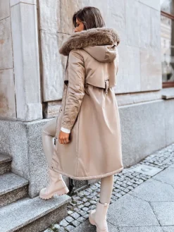 Kurtki Damskie>Dstreet Kurtka zimowa damska parka LUSTER beżowa TY3958