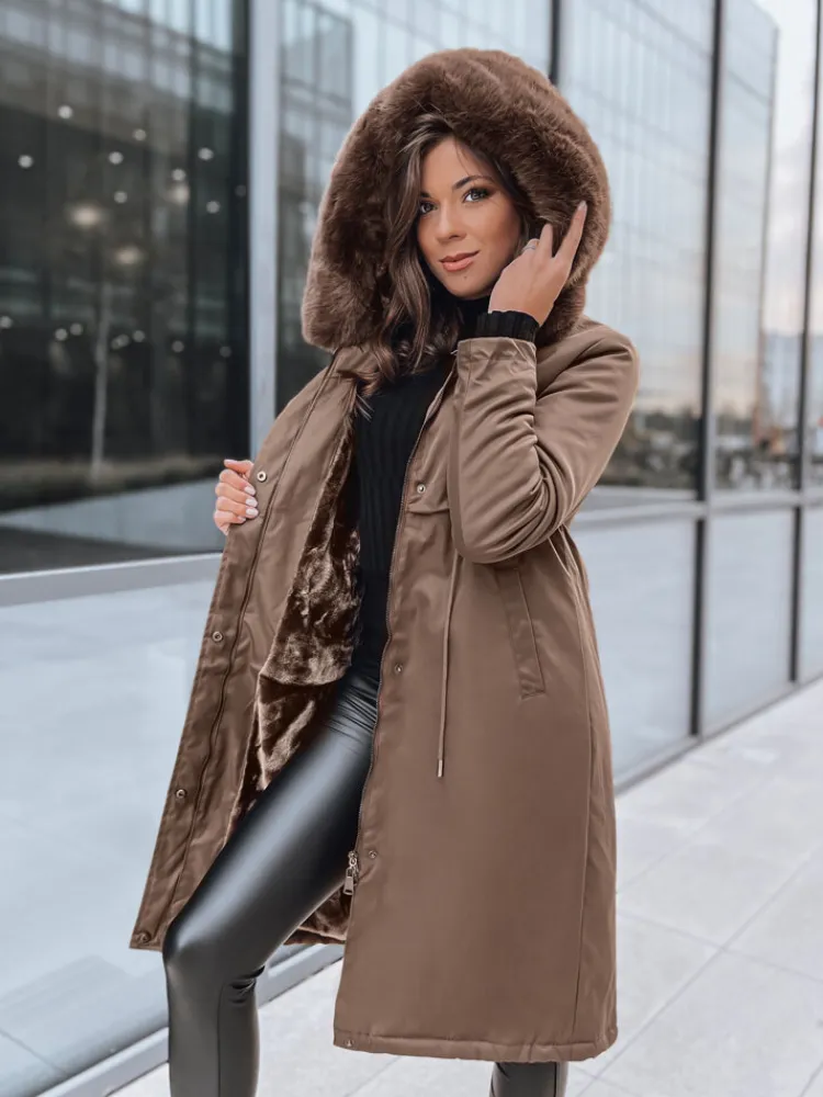 Kurtki Damskie>Dstreet Kurtka zimowa damska parka LUSTER coffee TY3956