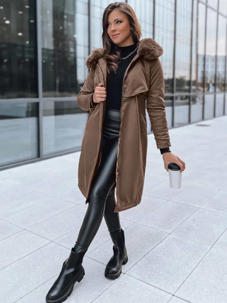 Kurtki Damskie>Dstreet Kurtka zimowa damska parka LUSTER coffee TY3956