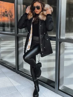 Kurtki Damskie>Dstreet Kurtka zimowa damska parka GARNET czarna TY3947