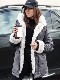 Kurtki Damskie>Dstreet Kurtka zimowa damska parka ARCTIC ciemnoszara TY4766