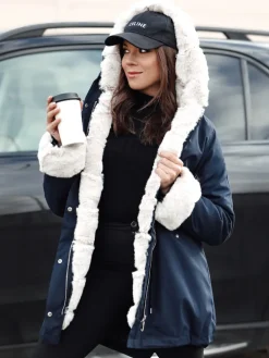 Kurtki Damskie>Dstreet Kurtka zimowa damska parka STARBURST granatowa TY4764