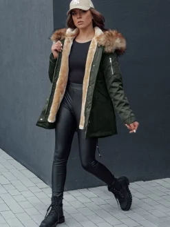 Kurtki Damskie>Dstreet Kurtka zimowa damska parka z kapturem AVENA II zielona TY4512