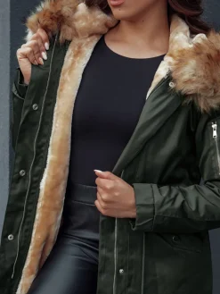 Kurtki Damskie>Dstreet Kurtka zimowa damska parka z kapturem AVENA II zielona TY4512