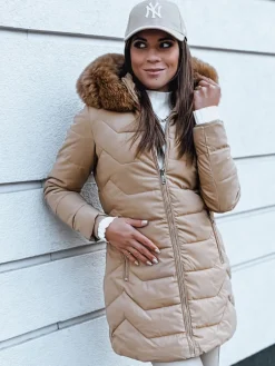 Kurtki Damskie>Dstreet Kurtka zimowa damska pikowana CAPELLA beżowa TY3977