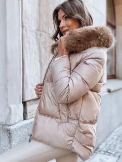 Kurtki Damskie>Dstreet Kurtka zimowa damska pikowana SPARKLE kamelowa TY3948