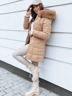 Kurtki Damskie>Dstreet Kurtka zimowa damska pikowana LELISIA beżowa TY4023