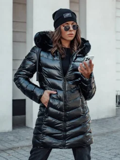 Kurtki Damskie>Dstreet Kurtka zimowa damska pikowana z kapturem CRYSTAL czarna TY4584