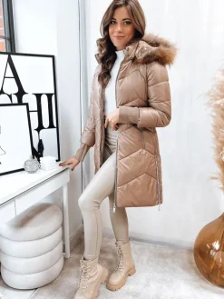 Kurtki Damskie>Dstreet Kurtka zimowa damska pikowana LAGOON kamelowa TY4057