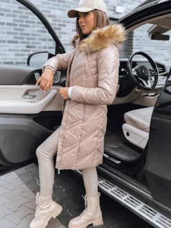 Kurtki Damskie>Dstreet Kurtka zimowa damska pikowana VEIL kamelowa TY4013