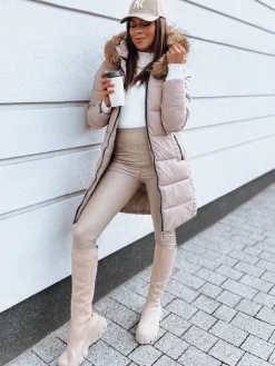 Kurtki Damskie>Dstreet Kurtka zimowa damska pikowana MICO kamelowa TY3963