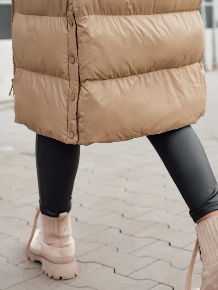 Kurtki Damskie>Dstreet Kurtka zimowa damska pikowana z futerkiem STYLEBELLA beżowa TY4609