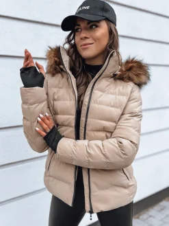 Kurtki Damskie>Dstreet Kurtka zimowa damska pikowana VERSES beżowa TY4036