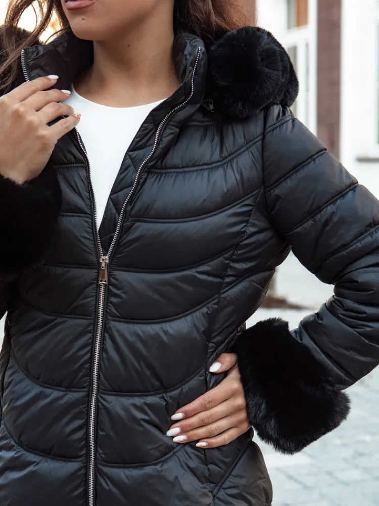 Kurtki Damskie>Dstreet Kurtka zimowa damska pikowana z kapturem MOON czarna TY4553