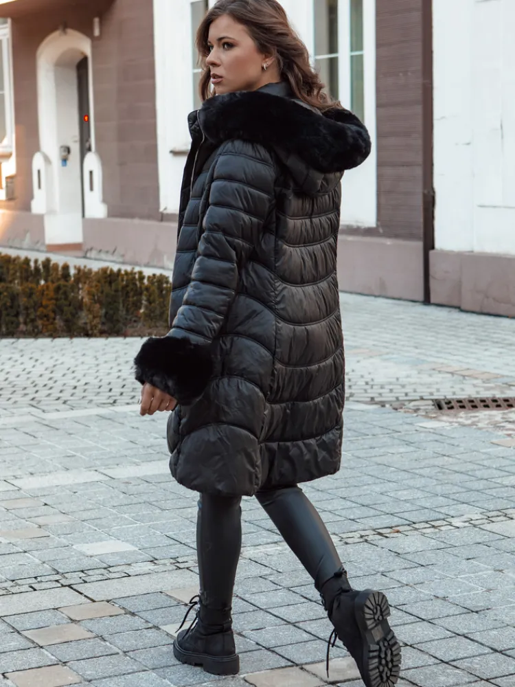 Kurtki Damskie>Dstreet Kurtka zimowa damska pikowana z kapturem MOON czarna TY4553