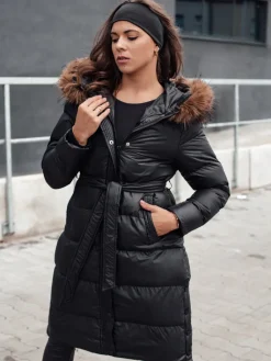 Kurtki Damskie>Dstreet Kurtka zimowa damska pikowana z futerkiem STYLEBELLA czarna TY4608