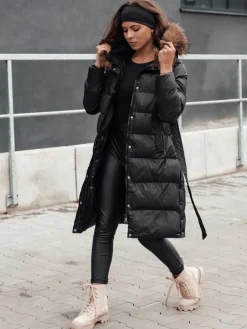 Kurtki Damskie>Dstreet Kurtka zimowa damska pikowana z futerkiem STYLEBELLA czarna TY4608