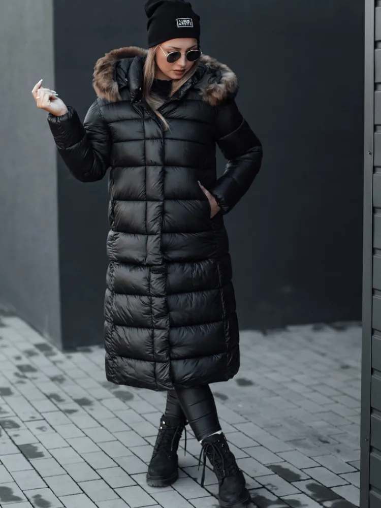 Kurtki Damskie>Dstreet Kurtka zimowa damska pikowana z kapturem CROMBILA czarna TY4100