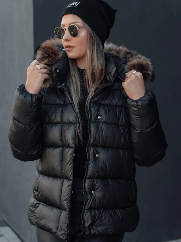 Kurtki Damskie>Dstreet Kurtka zimowa damska pikowana z kapturem CROMBILA czarna TY4100