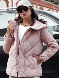 Kurtki Damskie>Dstreet Kurtka zimowa damska pikowana COZYLUX z kapturem różowa TY4558