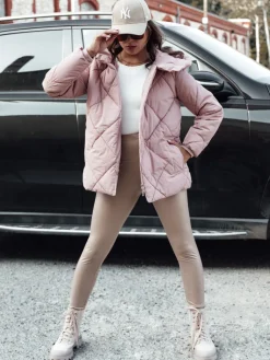 Kurtki Damskie>Dstreet Kurtka zimowa damska pikowana COZYLUX z kapturem różowa TY4558