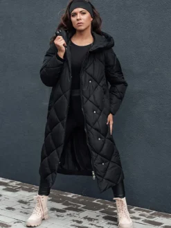 Kurtki Damskie>Dstreet Kurtka zimowa damska pikowana z kapturem FEMACOAT czarna TY4593