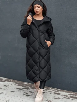 Kurtki Damskie>Dstreet Kurtka zimowa damska pikowana z kapturem FEMACOAT czarna TY4593