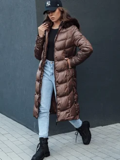 Kurtki Damskie>Dstreet Kurtka zimowa damska pikowana CRYSTAL z kapturem coffee TY4488
