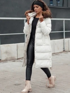 Kurtki Damskie>Dstreet Kurtka zimowa damska pikowana z futerkiem STYLEBELLA biała TY4610