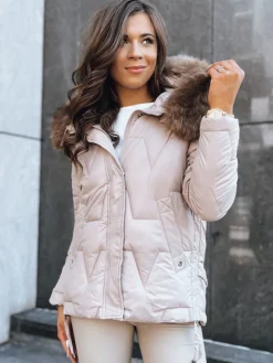 Kurtki Damskie>Dstreet Kurtka zimowa damska SNOW beżowa TY3817