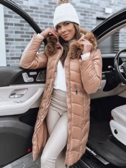 Kurtki Damskie>Dstreet Kurtka zimowa damska STELLAR kamelowa TY3994