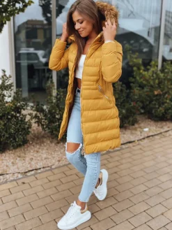 Kurtki Damskie>Dstreet Kurtka zimowa damska TERIS żółta TY3096