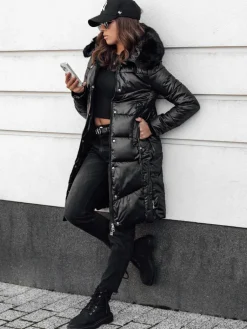 Kurtki Damskie>Dstreet Kurtka zimowa damska ULTRAWAY pikowana z kapturem czarna TY4628