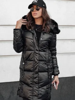 Kurtki Damskie>Dstreet Kurtka zimowa damska ULTRAWAY pikowana z kapturem czarna TY4628