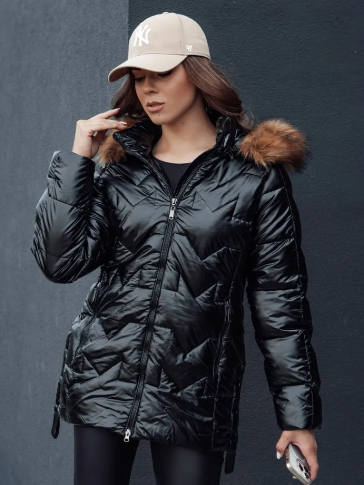 Kurtki Damskie>Dstreet Kurtka zimowa damska z futerkiem LANE czarna TY4515