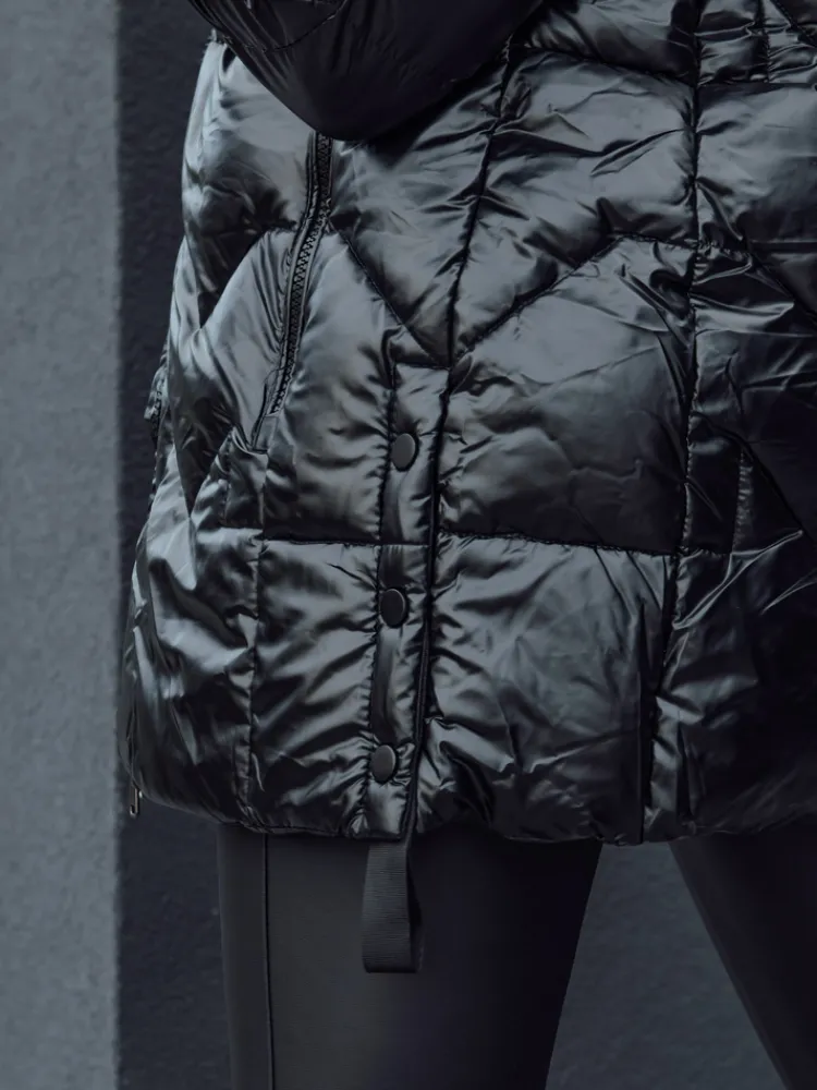 Kurtki Damskie>Dstreet Kurtka zimowa damska z futerkiem LANE czarna TY4515