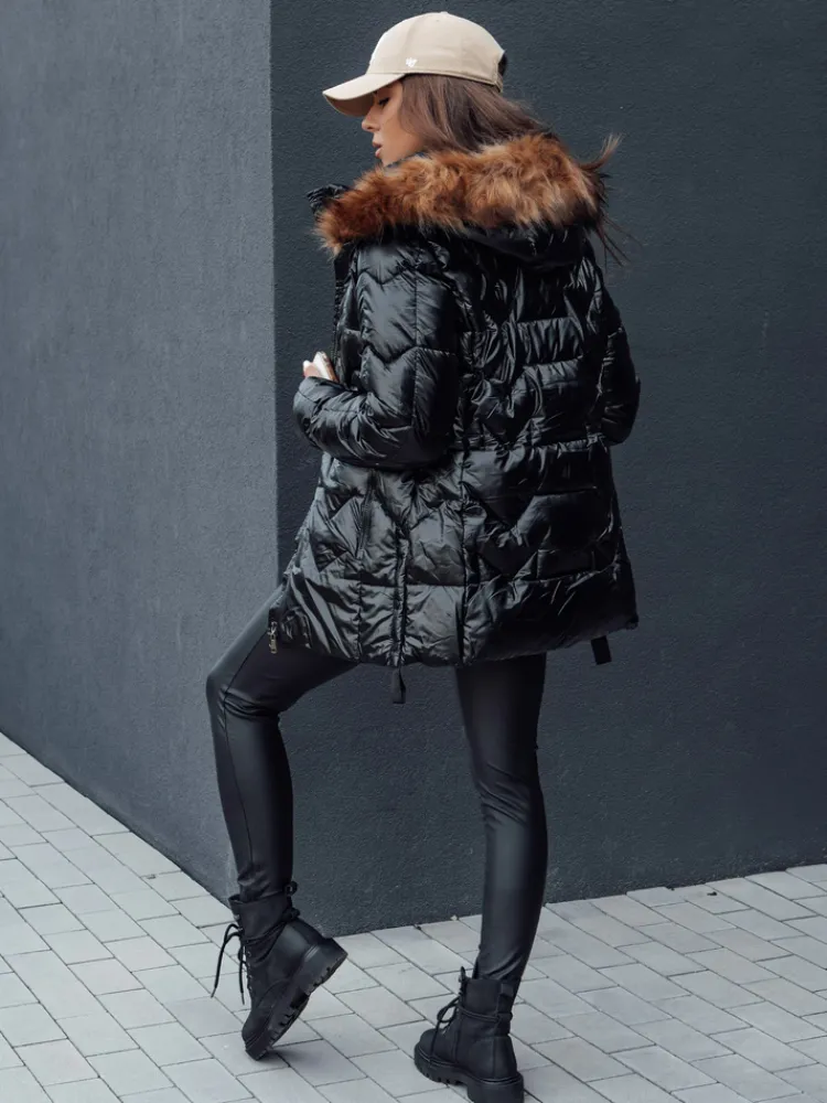 Kurtki Damskie>Dstreet Kurtka zimowa damska z futerkiem LANE czarna TY4515