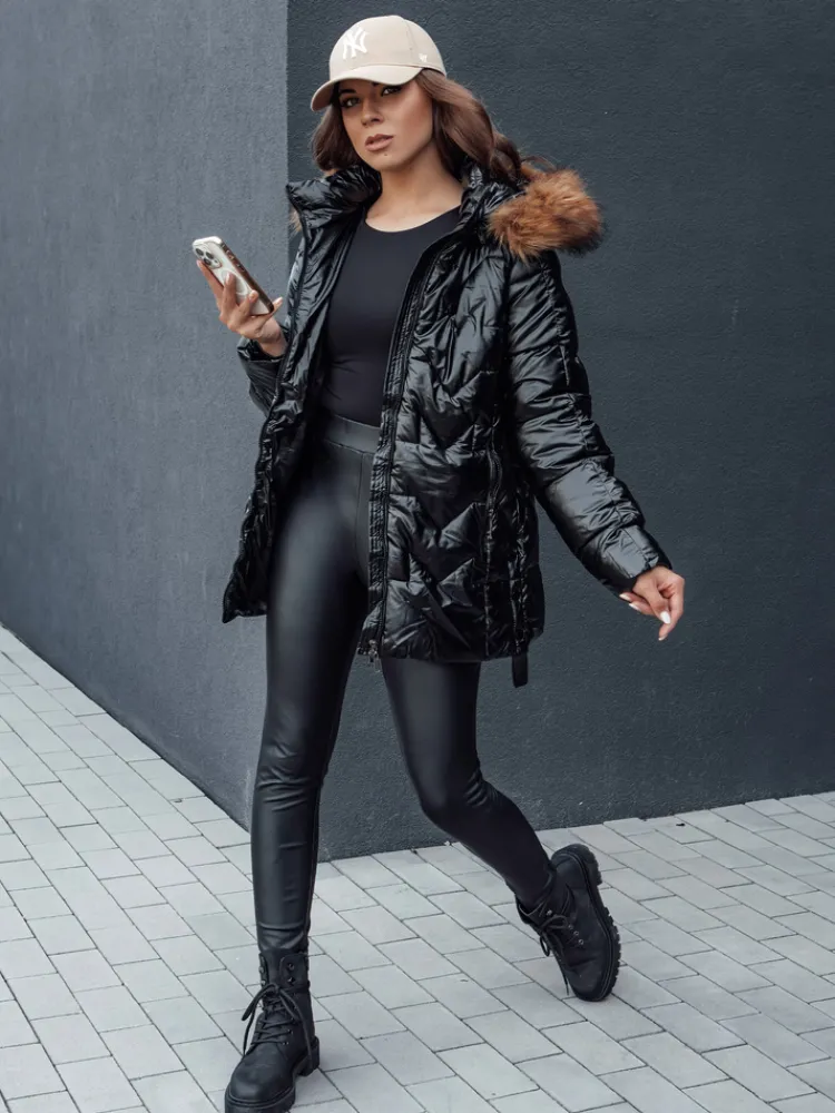 Kurtki Damskie>Dstreet Kurtka zimowa damska z futerkiem LANE czarna TY4515