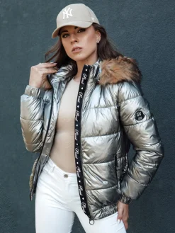 Kurtki Damskie>Dstreet Kurtka zimowa damska z kapturem MELANI ciemnoszara TY4486