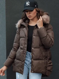 Kurtki Damskie>Dstreet Kurtka zimowa damska z kapturem STELLAR coffee TY4493