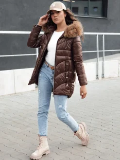 Kurtki Damskie>Dstreet Kurtka zimowa damska z kapturem WINTERCHIC kawowa TY4458