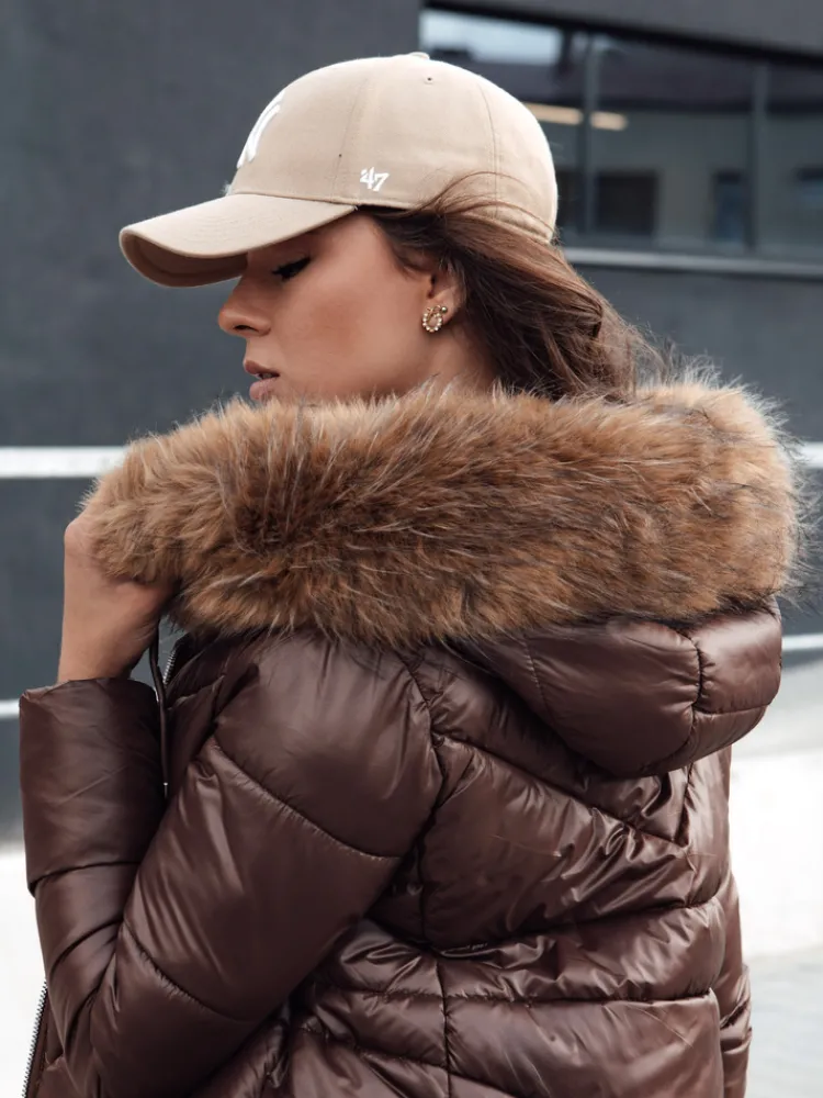 Kurtki Damskie>Dstreet Kurtka zimowa damska z kapturem WINTERCHIC kawowa TY4458